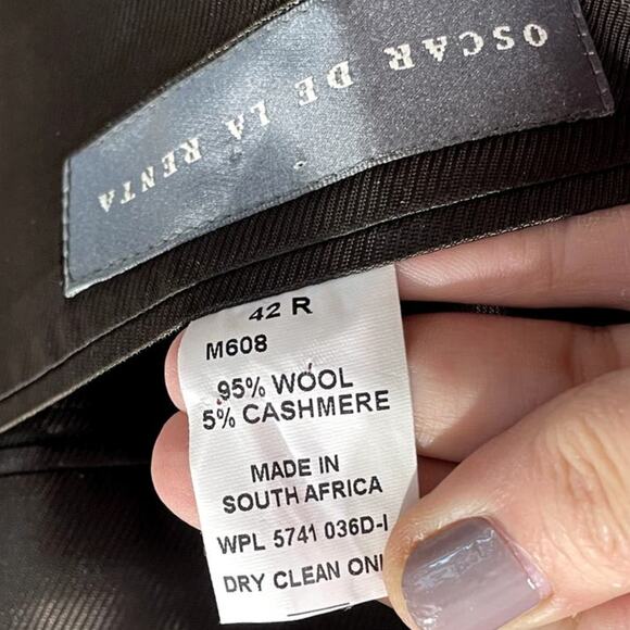 Oscar de la Renta Size 42R Blazer Wool Cashmere Houndstooth Designer Sport Coat - Picture 7 of 16